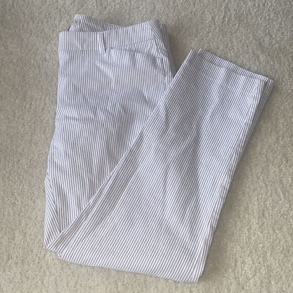 ELAINE ROSE Tan + White Sear Sucker Pants 🤎 - Picture 2 of 5